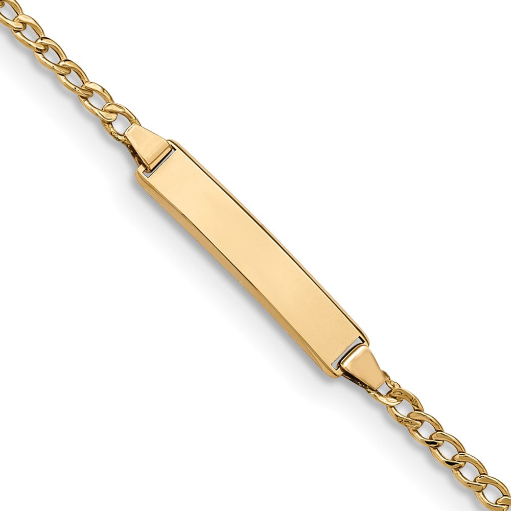 14k Semi-Solid Polished Cuban ID Bracelet 5.5 inches