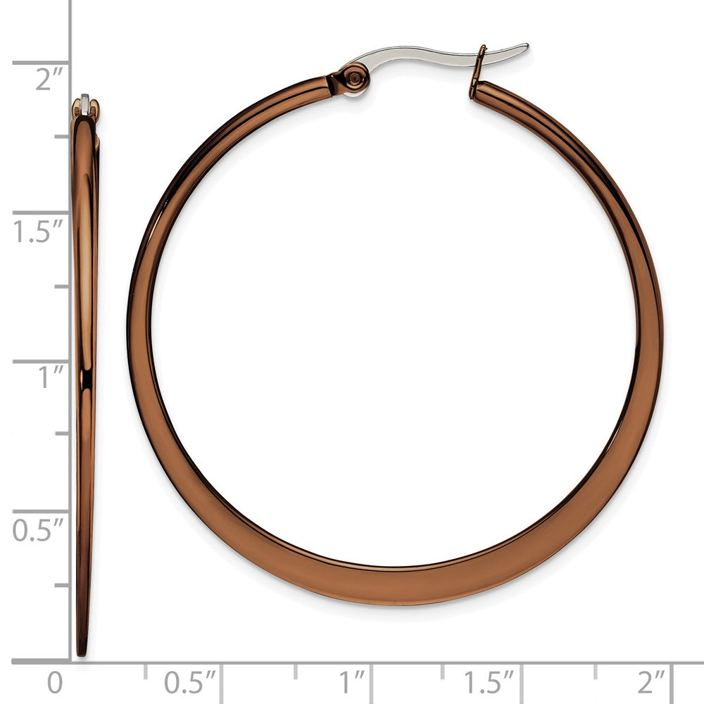 Stainless Steel Polished Brown IP-plated 43mm Diameter Hoop Earrings