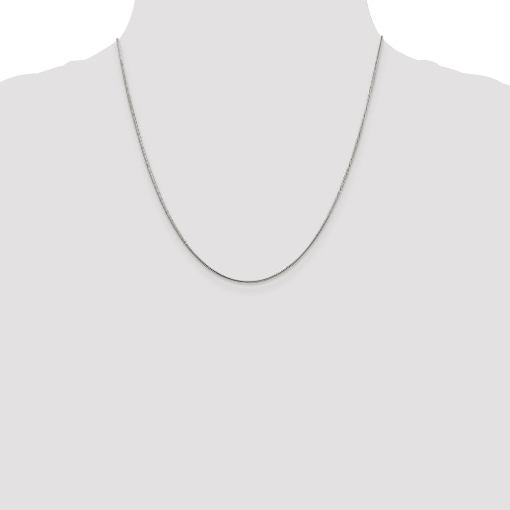 Sterling Silver Rhodium-plated 1mm Round Snake Chain 20 Inches