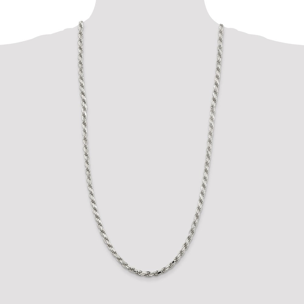 Sterling Silver 5.75mm Diamond-cut Rope Chain 30 Inches