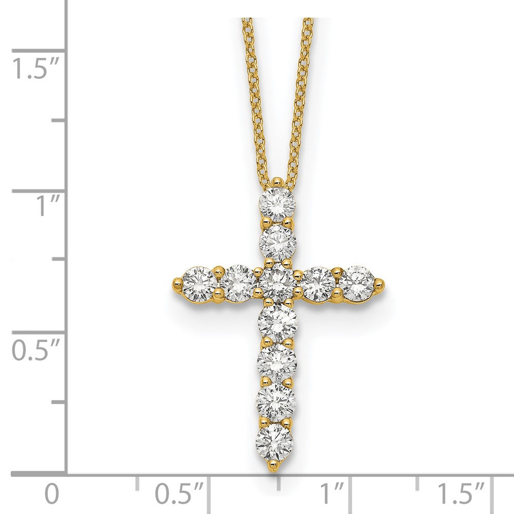 True Origin 14k 1 1/2 carat Lab Grown Diamond VS DEF 18 inch Cross Pendant Necklace