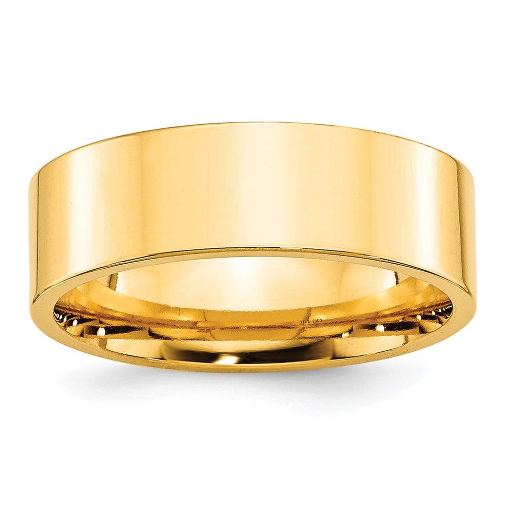 10k Yellow Gold 7mm Standard Weight Flat Comfort Fit Wedding Band Size 5