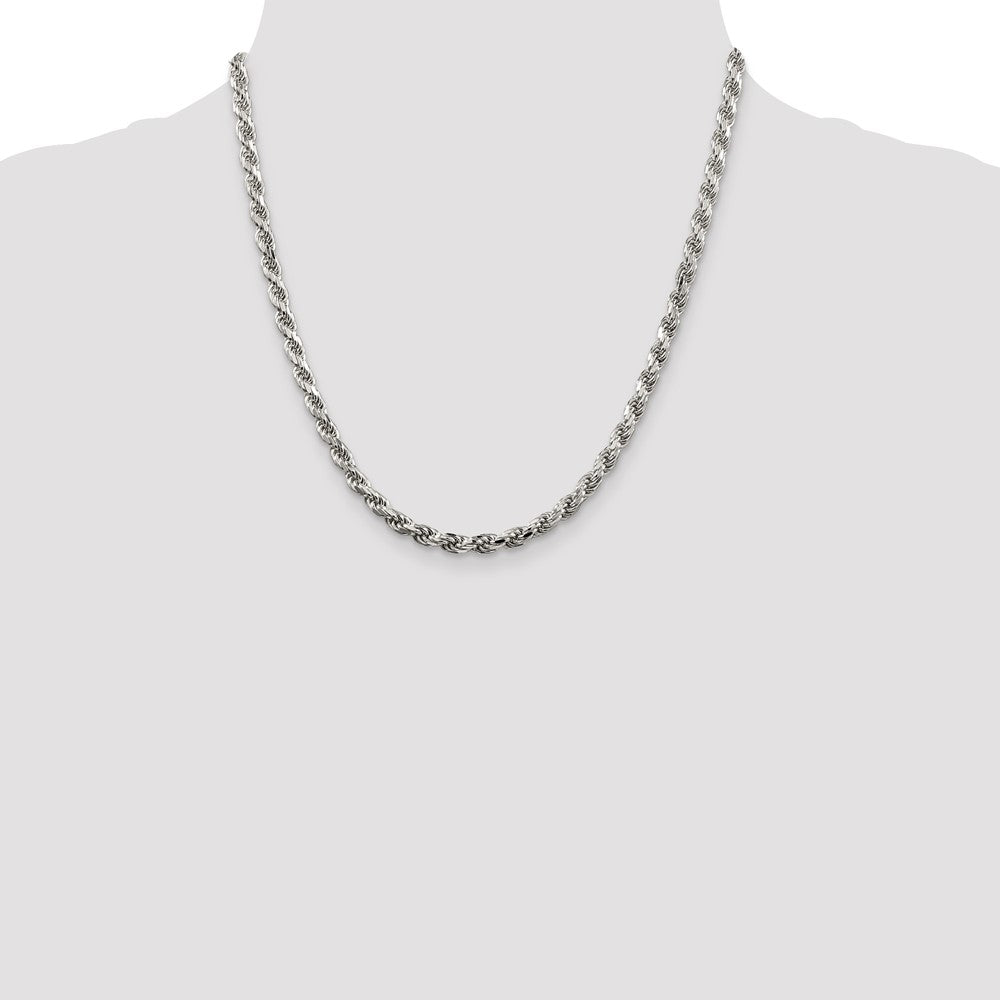 Sterling Silver 4.6mm Diamond-cut Rope Chain 20 Inches