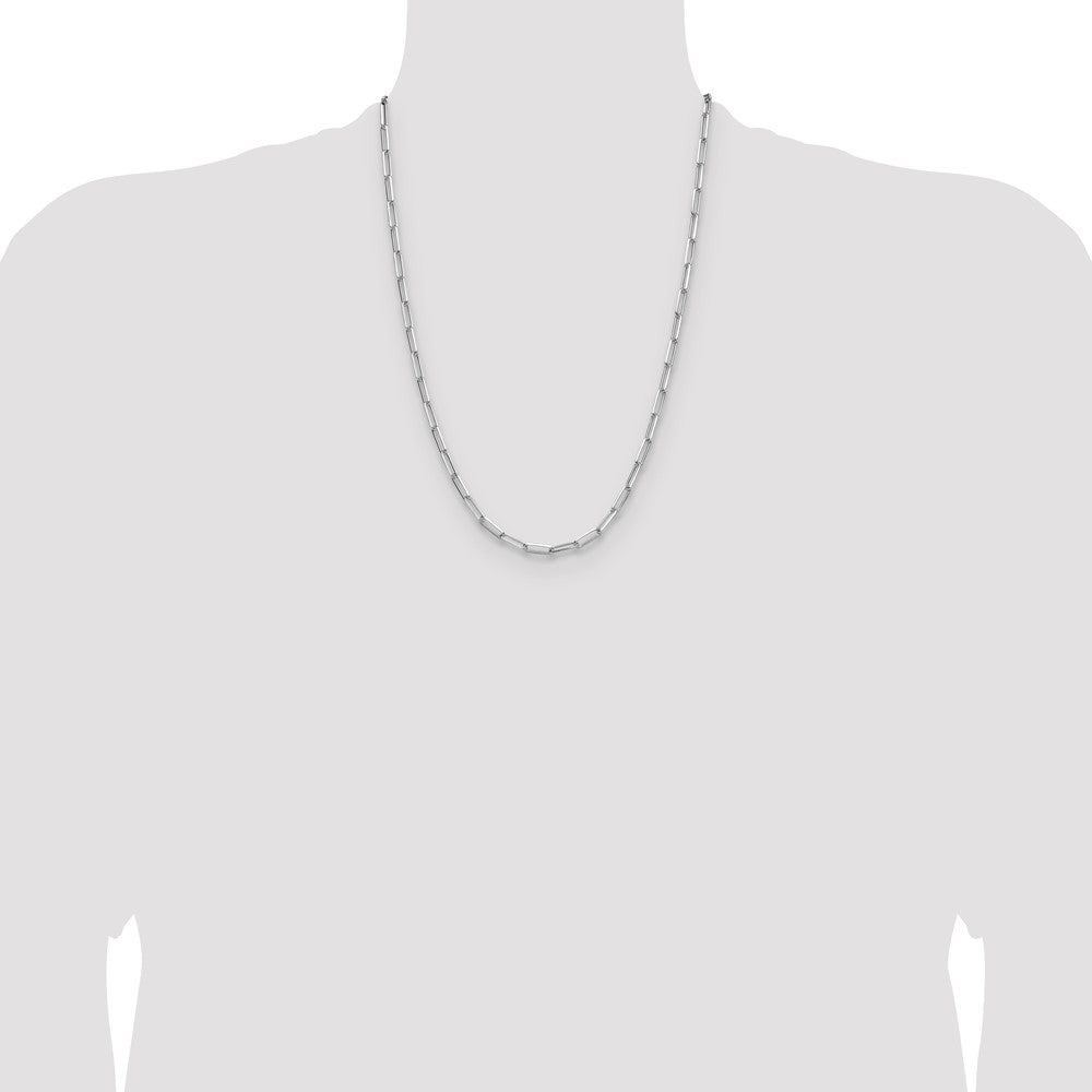 Sterling Silver Rhodium-plated 3.5mm D/C Paperclip Chain