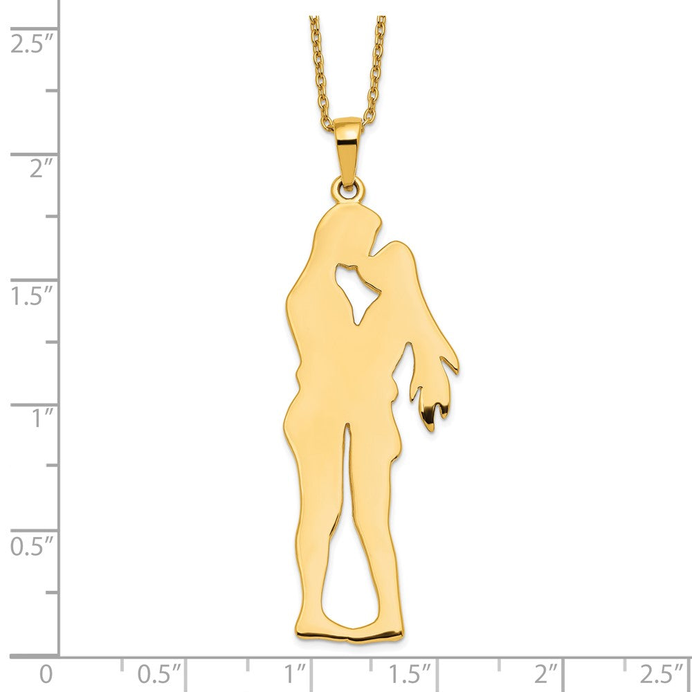 Sterling Silver Gold Plated Valentine Lovers Pendant Necklace