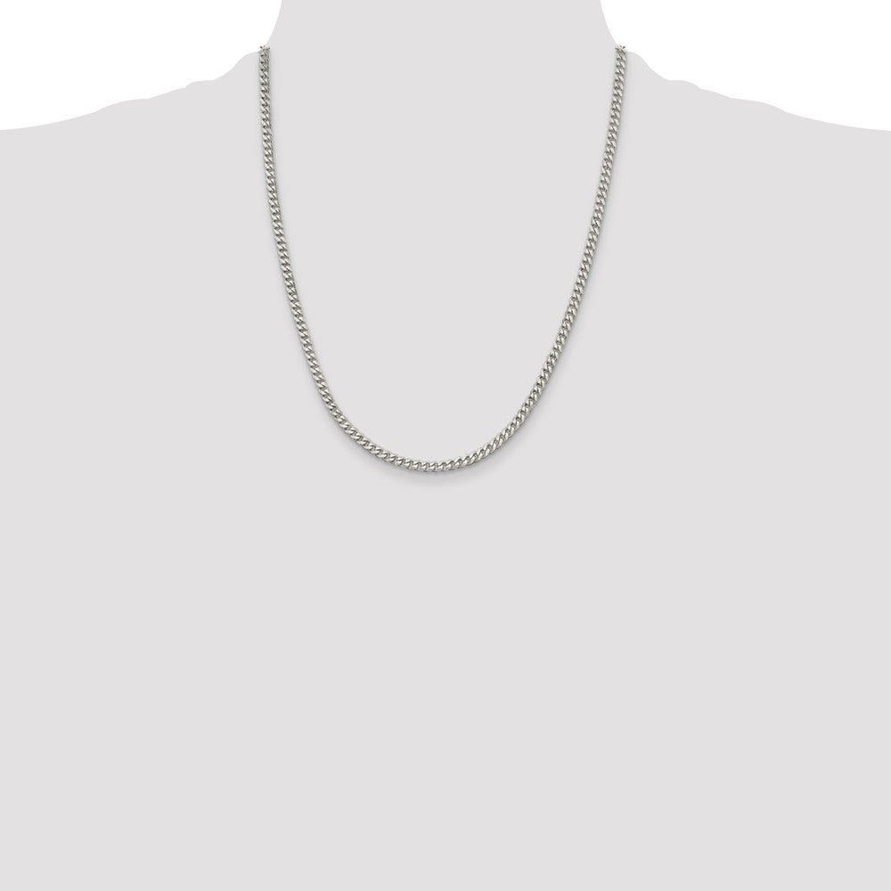 Sterling Silver Rhodium-plated 3.5mm Curb Chain 22 Inches