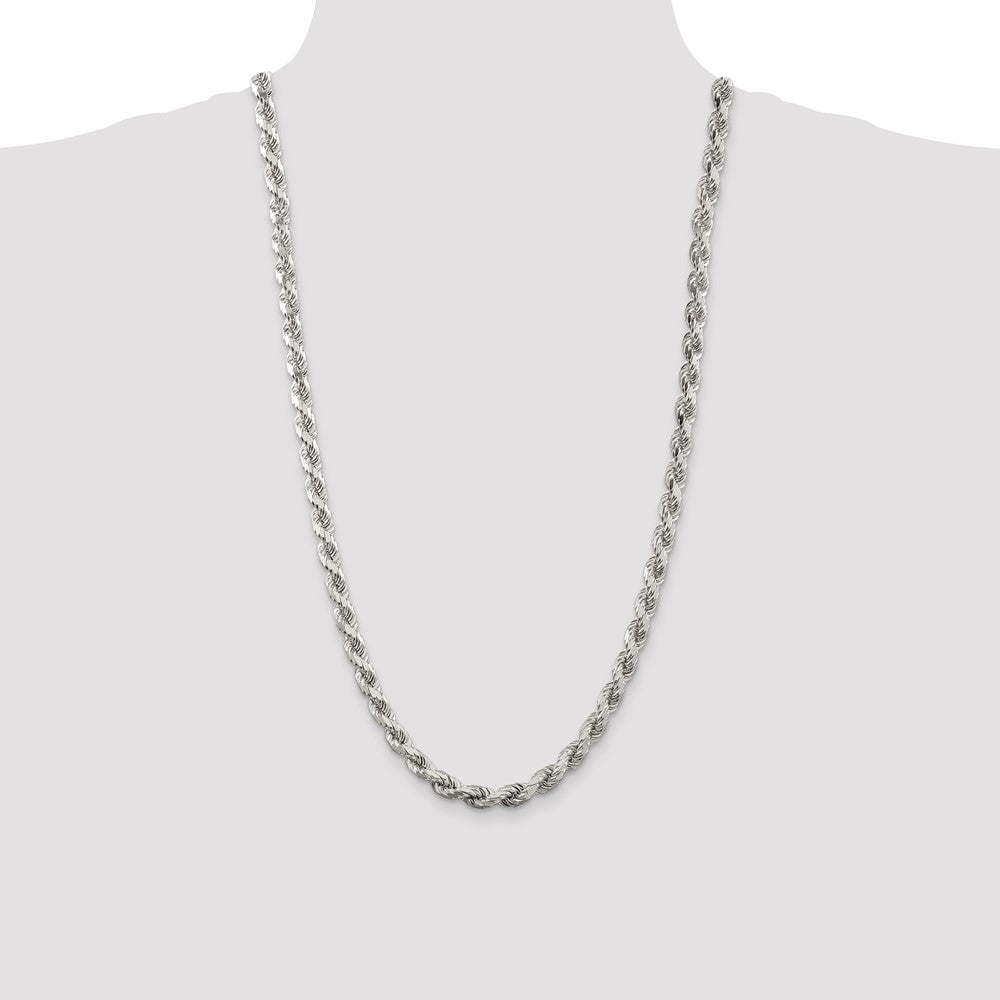 Sterling Silver 6.5mm Diamond-cut Rope Chain 28 Inches