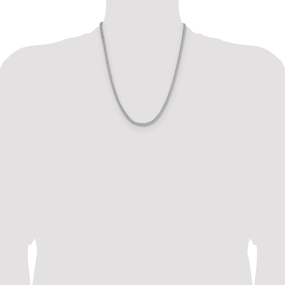 Sterling Silver Rhodium-plated 3.5mm Diamond-cut Square Spiga Chain