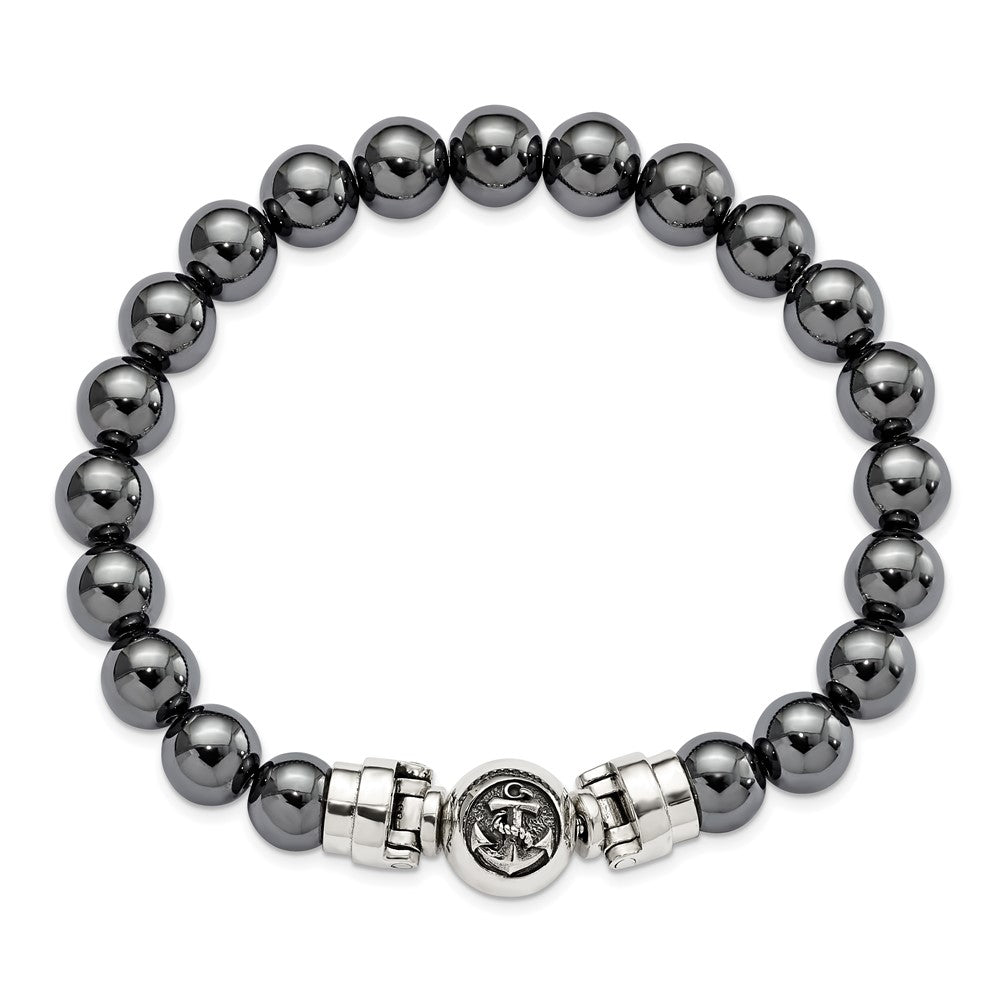 Sterling Silver Reflections 10mm Hematite Beaded 8in Bracelet/Bead not included, sold seperately