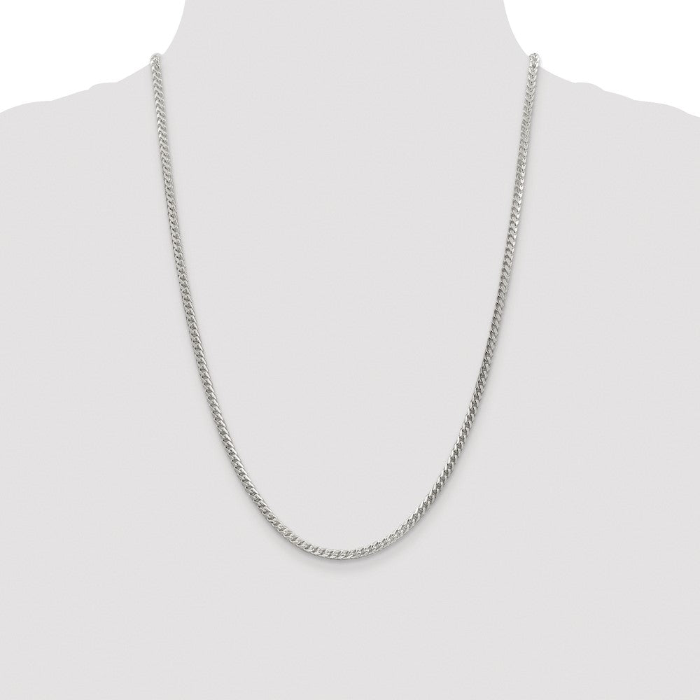 Sterling Silver Rhodium-plated 3.1mm D/C Square Franco Chain