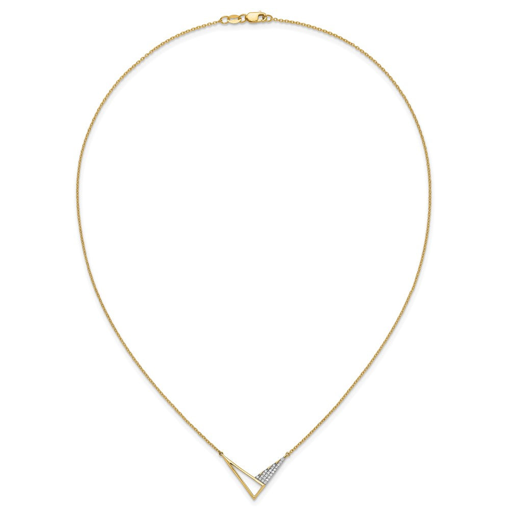14K Polished 1/10 carat Diamond Geometric Triangles 18 inch Fashion Necklace