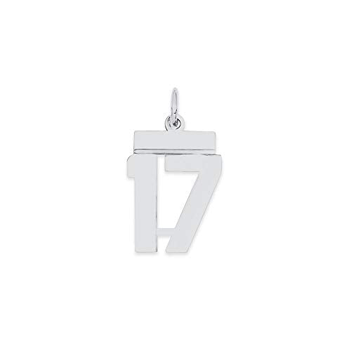 Sterling Silver/Rhodium-plated Polished Number 17 Charm