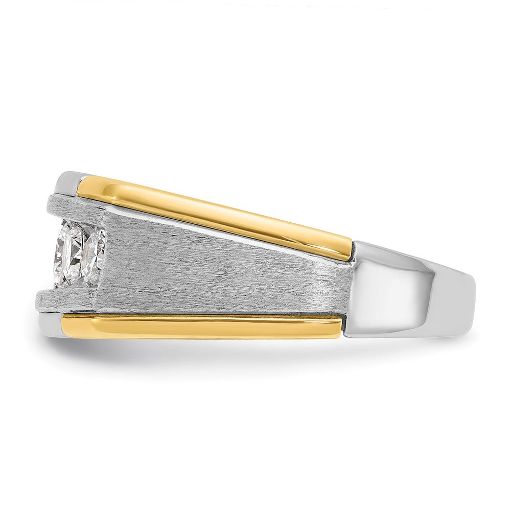 IBGoodman 14k Two-tone Men's Polished Satin and Grooved 5-Stone Ring Mounting