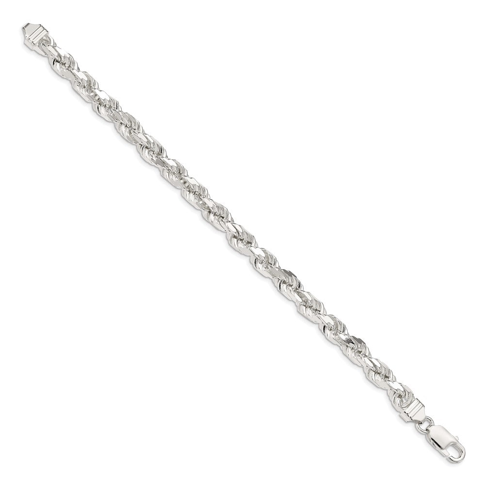 Sterling Silver 6.5mm Diamond-cut Rope Chain 9 inches