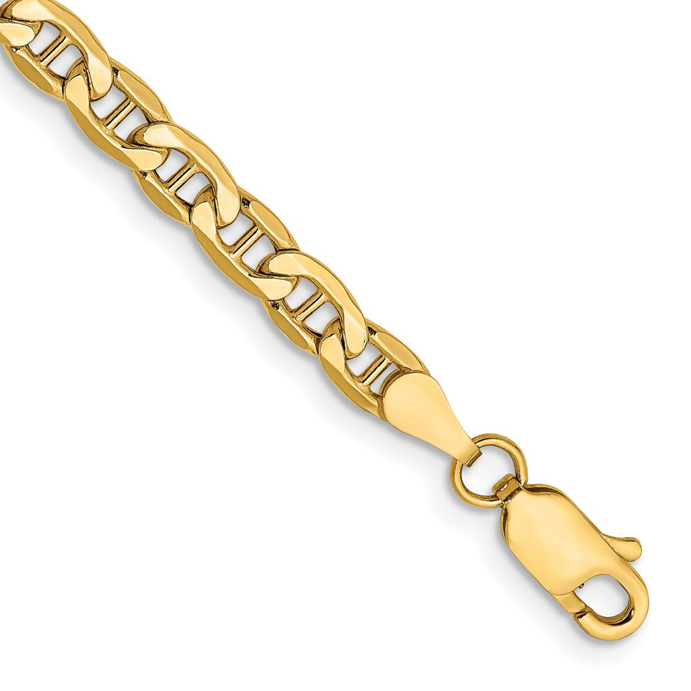 14K 8 inch 4mm Semi-Solid Anchor with Lobster Clasp Bracelet 8 inches