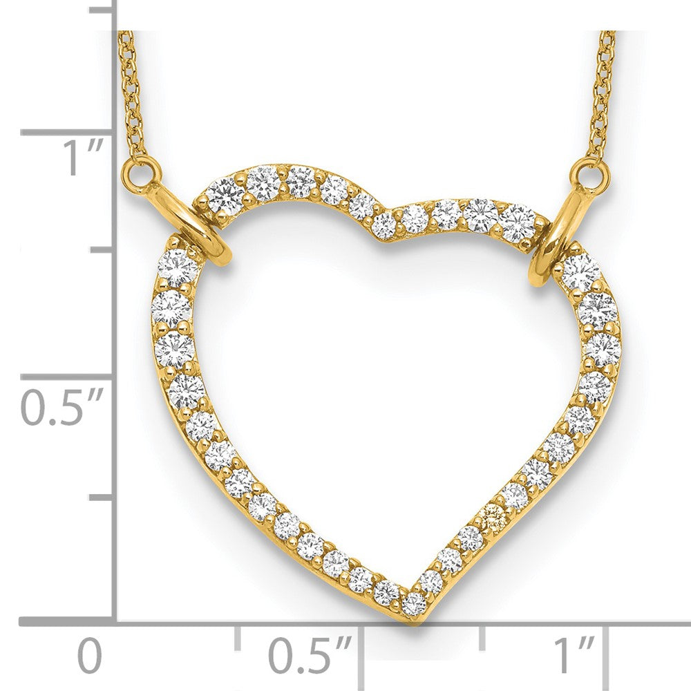 True Origin 14k 3/4 carat Lab Grown Diamond VS DEF 18 inch Open Heart Pendant Necklace