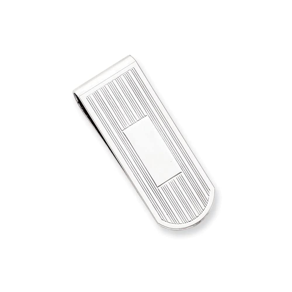 Primal Rhodium-plated Etched Lines Money Clip