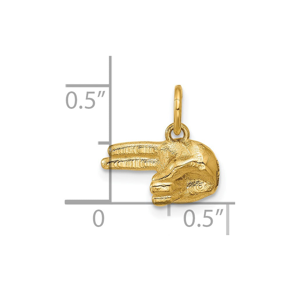 14K Polished 2-Finger Point Hand Pendant