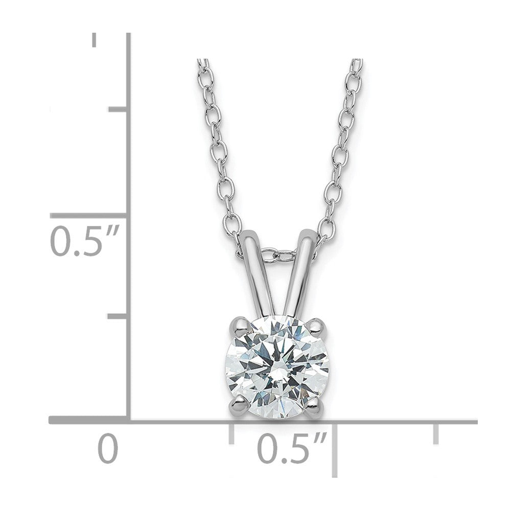 Sterling Silver Rhodium-plated Diamonore 6.5mm Solitare Necklace