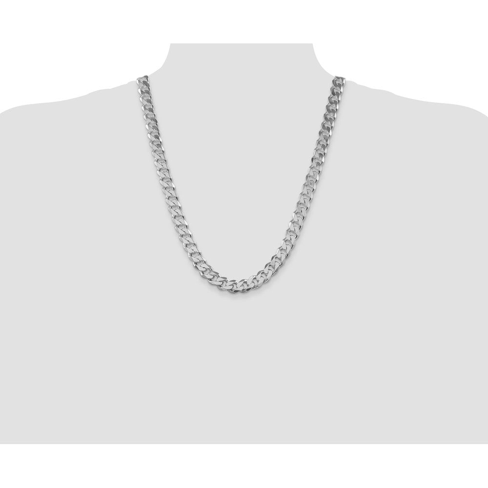 Sterling Silver Rhodium-plated 11mm Curb Chain 24 Inches