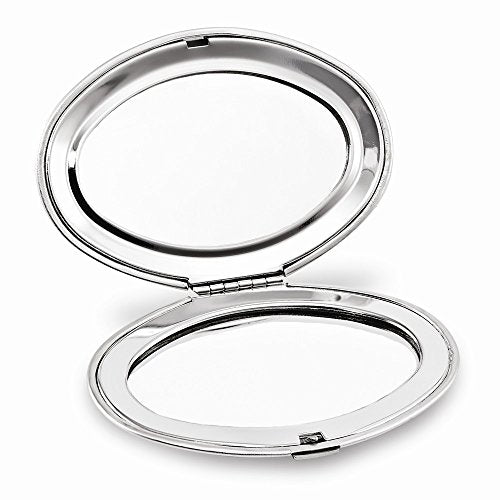 Set of 3 Double Sided Magnifying Compact Mirrors With Brushed Metal Finish (Silver, Oval)