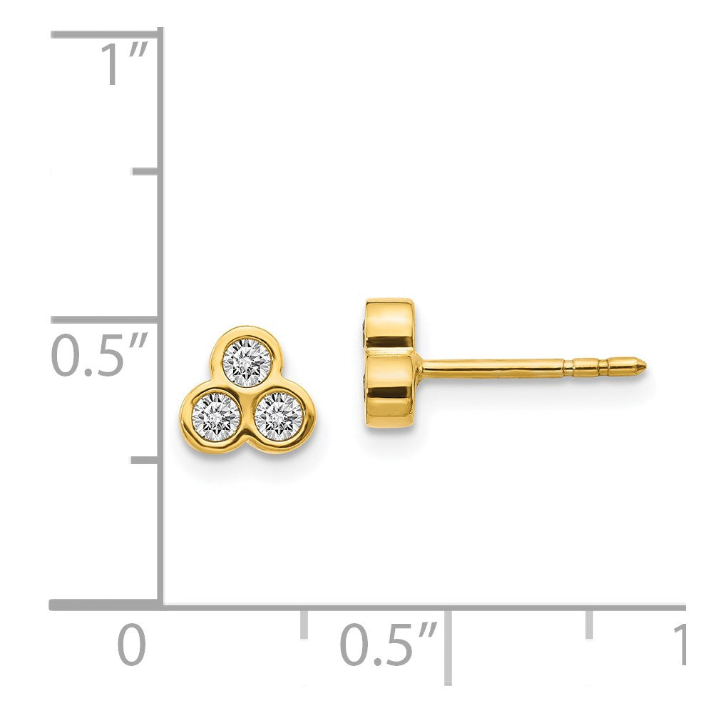 14k 3-stone Diamond Earrings