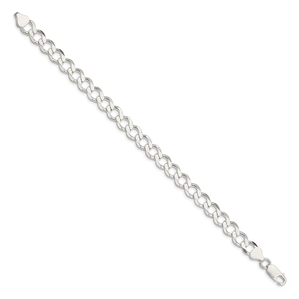 Sterling Silver 8.1mm Semi-solid Flat Curb Chain 7 inches