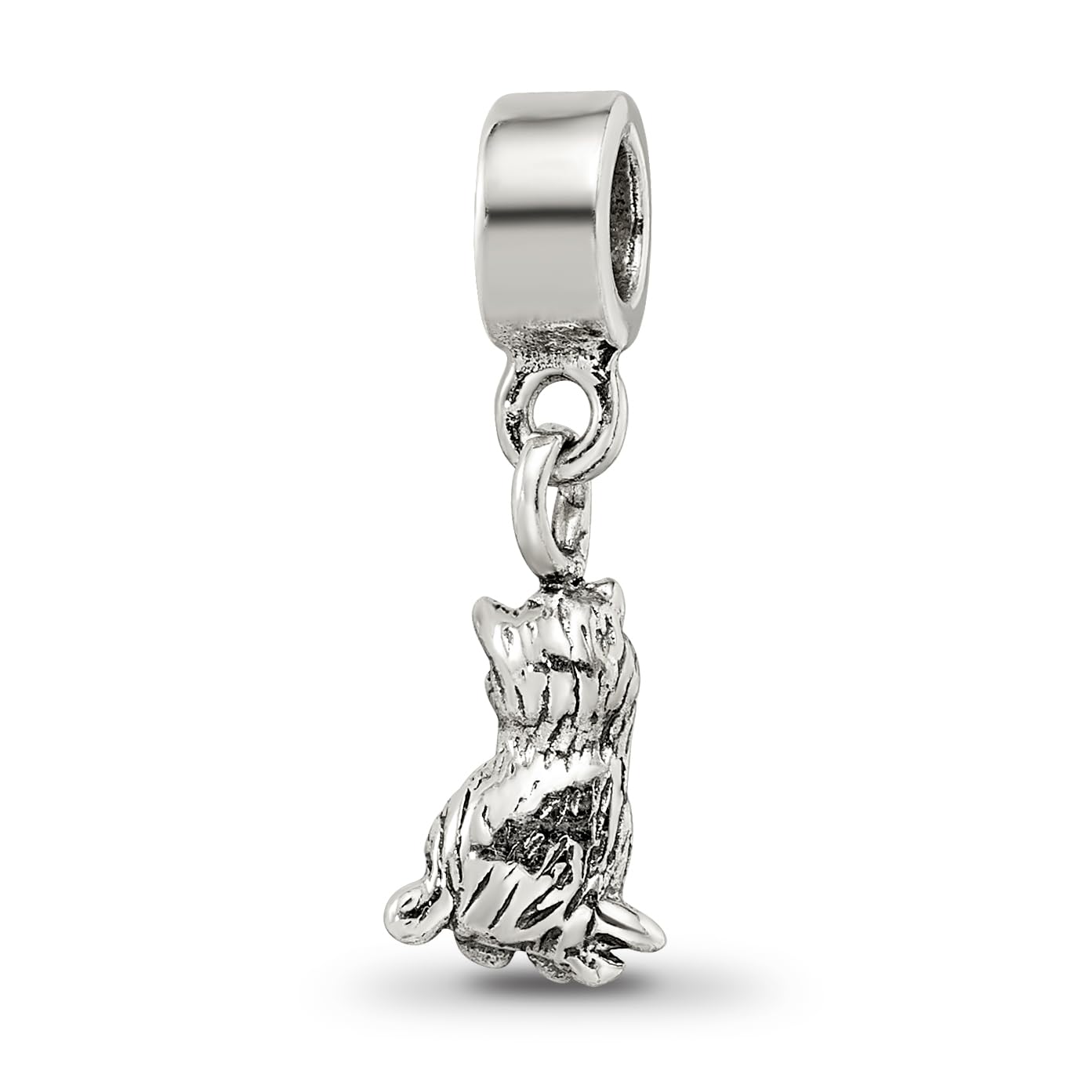 925 Sterling Silver Polished Artisan Oxidized Reflections Cat Dangle Bead Charm 20x5.45mm Wide Pendant Necklace for Wome