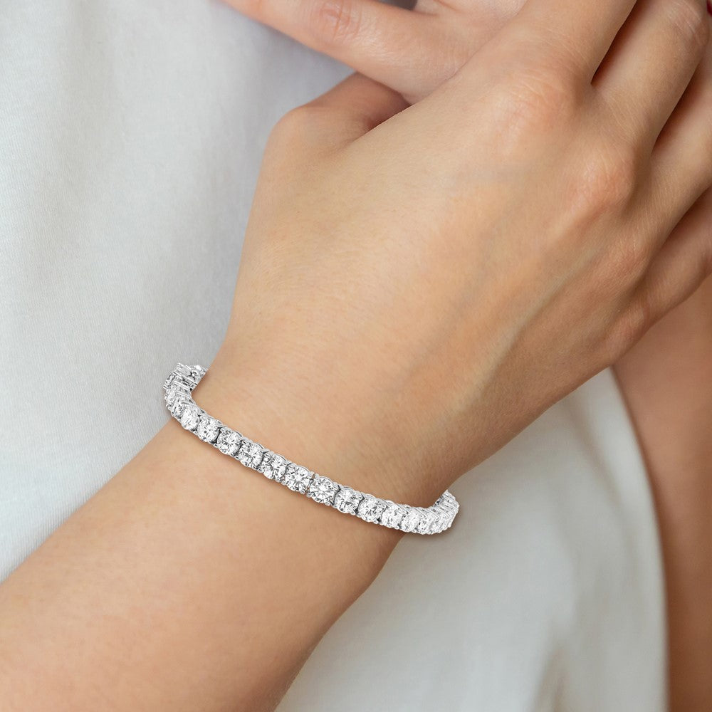 Sterling Shimmer Sterling Silver Rhodium-plated 4.5mm CZ 37 Stone 7 inch Bracelet 7 inches