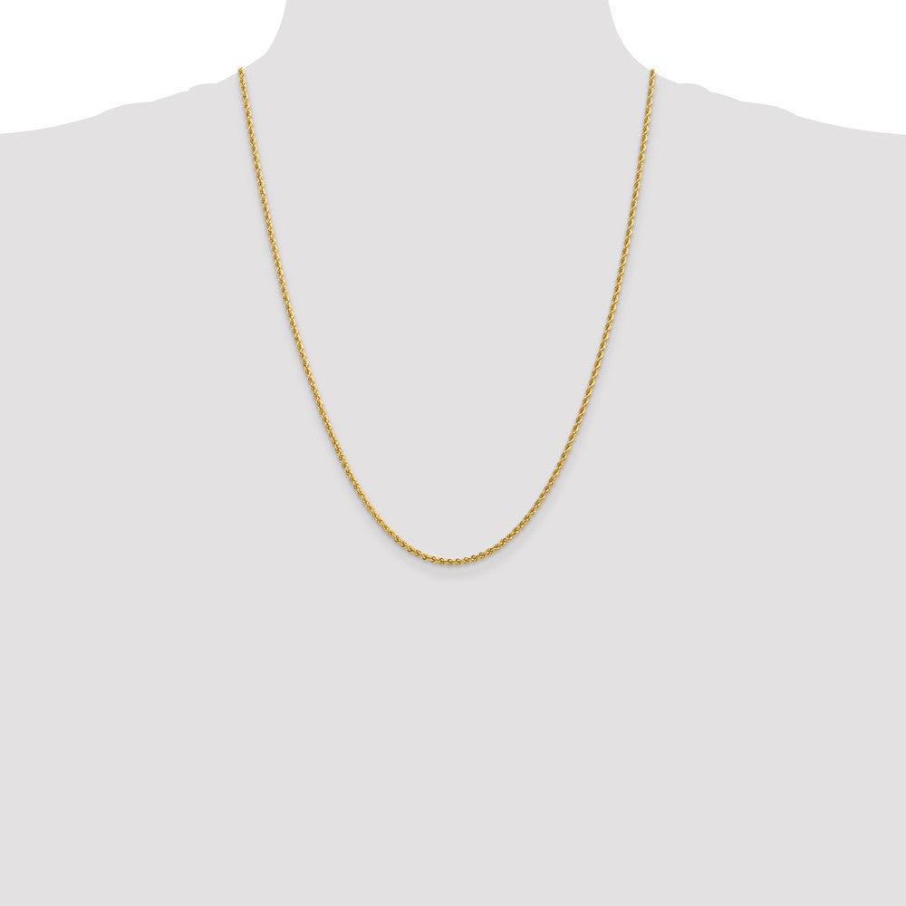 14K 2.25mm Solid Regular Rope Chain