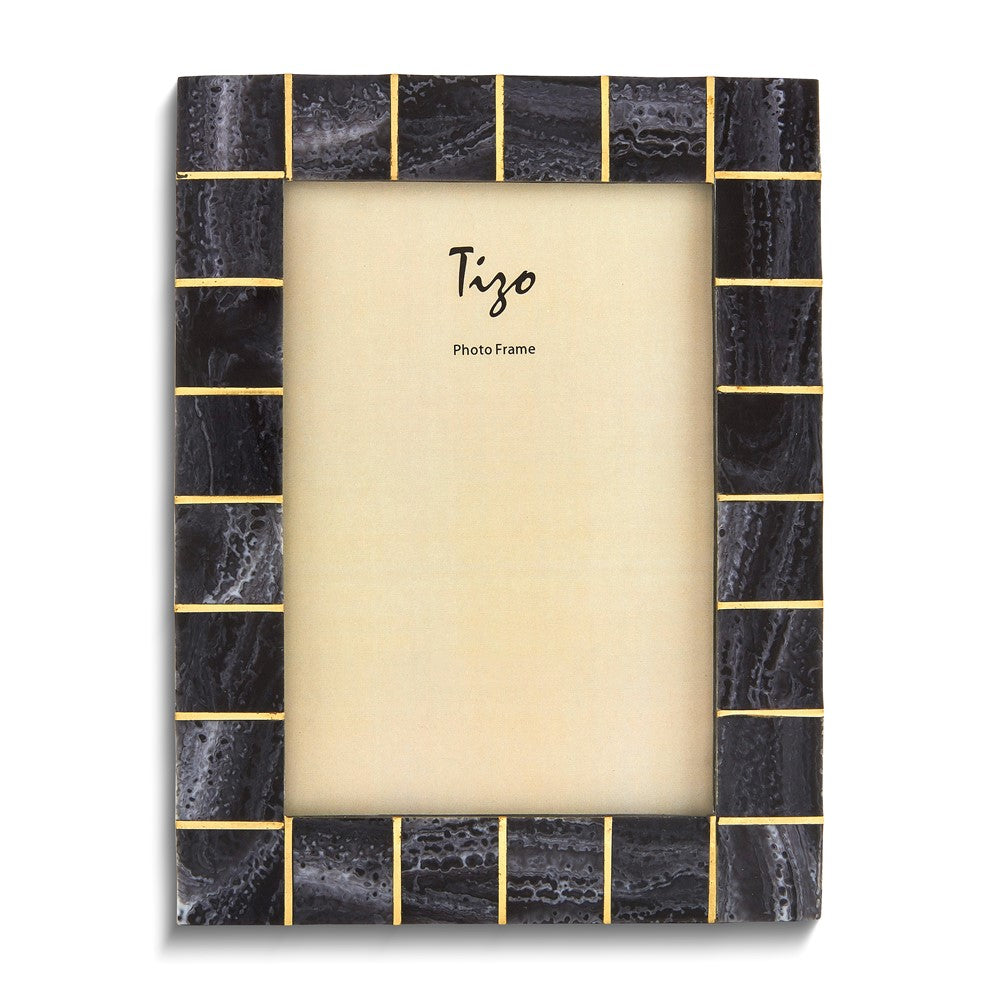 Black Resin with Brass Accent 5x7 Photo Frame