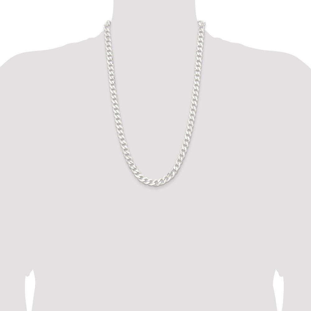 Sterling Silver 9.3mm Curb Chain 26 Inches