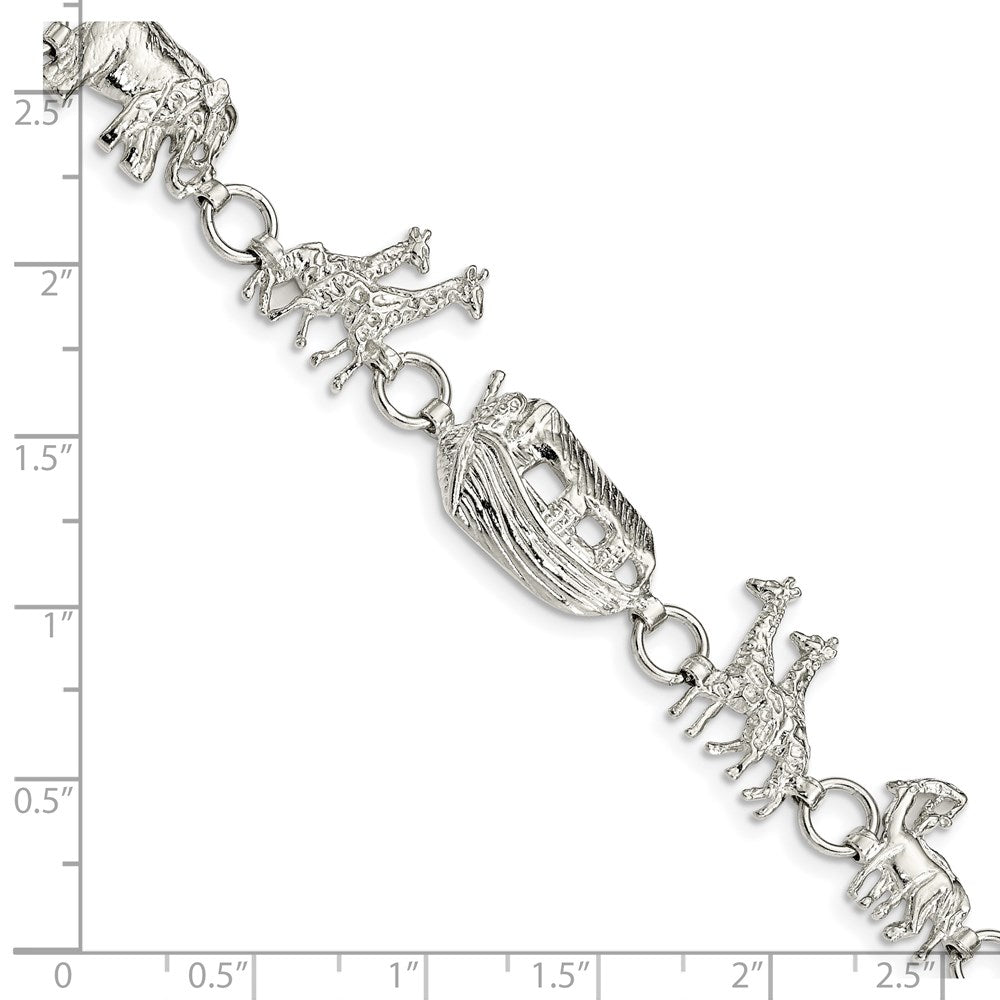 Sterling Silver Noah's Ark Bracelet 7 inches