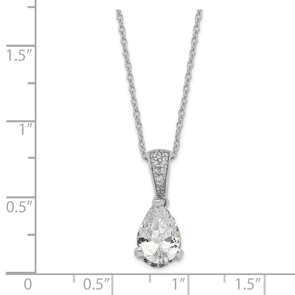 Cheryl M Sterling Silver Rhodium-plated Brilliant-cut Pear CZ Pendant 18 Inch Necklace 18 Inches