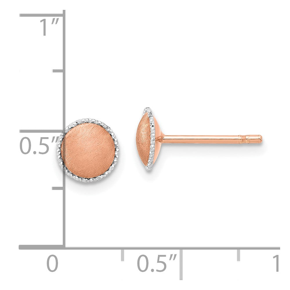 14K Rose Gold with White Gold Accent Brushed Post Earrings