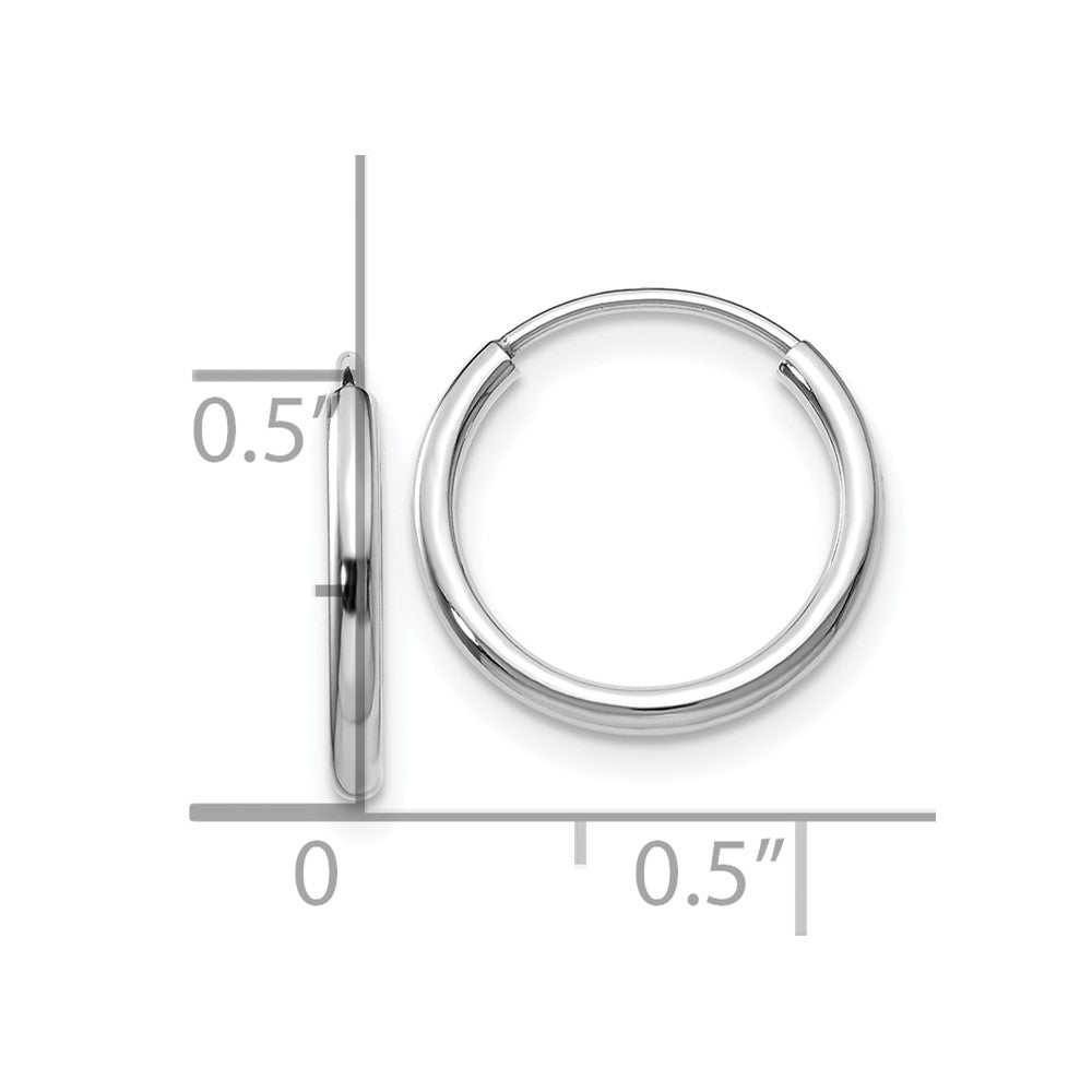 10k White Gold 1.5mm Polished Endless Hoop Earrings