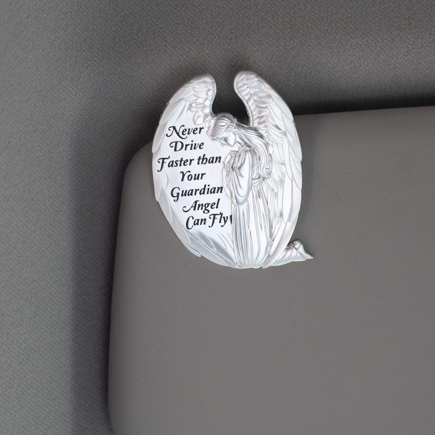 Silver-tone Metal Guardian Angel Visor Clip