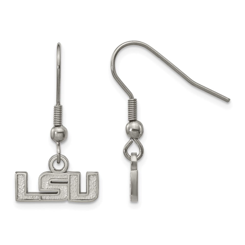 Stainless Steel LogoArt Louisiana State University L-S-U Dangle Wire Earrings QST517LSU
