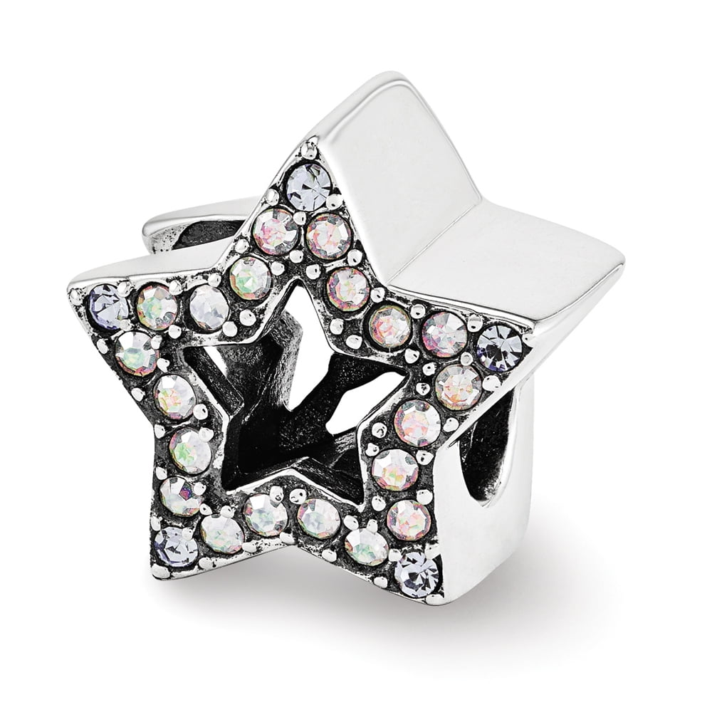 Sterling Silver Reflections Crystal Star Bead