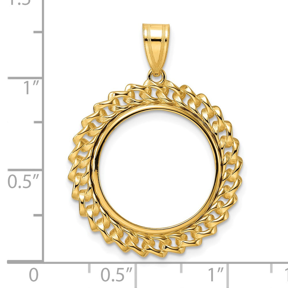 14k Polished Curb with 18.0mm Prong Coin Bezel Pendant