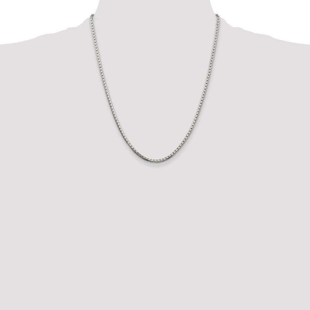 Sterling Silver 2.5mm 8 Sided Diamond-cut Box Chain 22 Inches