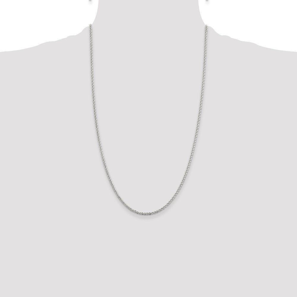 Sterling Silver 2.3mm Solid Rope Chain 26 Inches