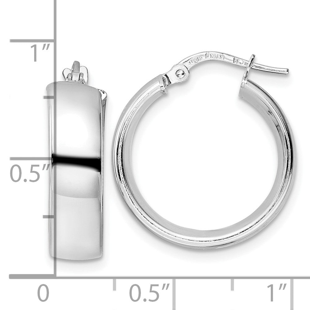 Sterling Silver Rhod-plated Polished Hoop Earrings