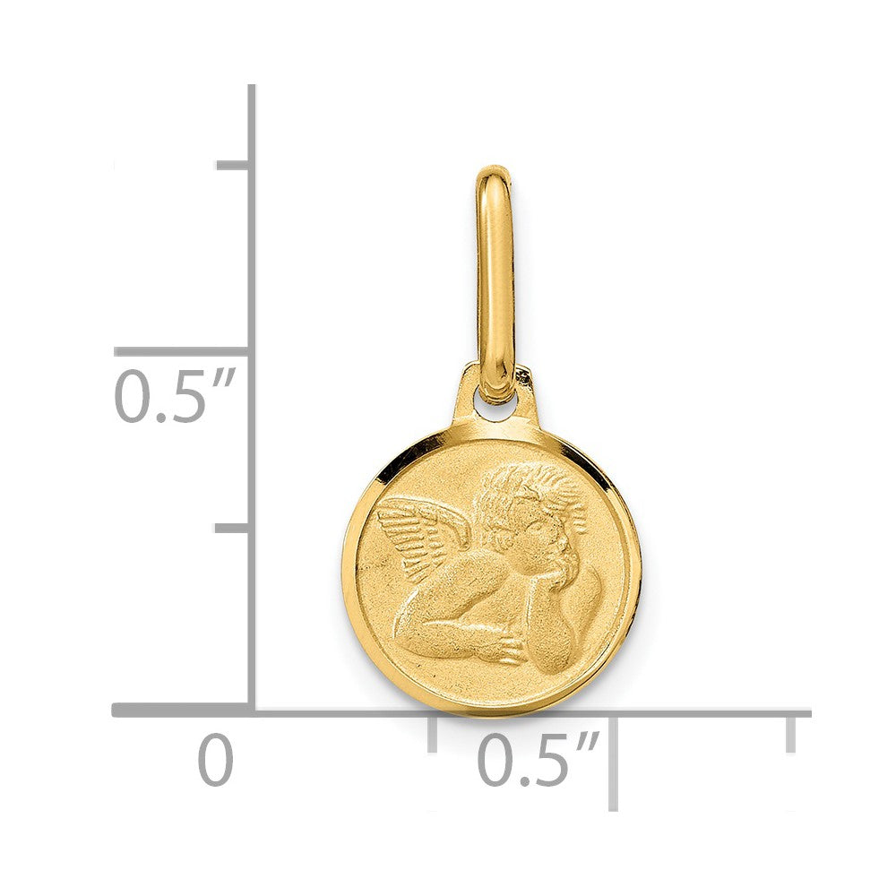 14k Polished and Matte Angel Pendant