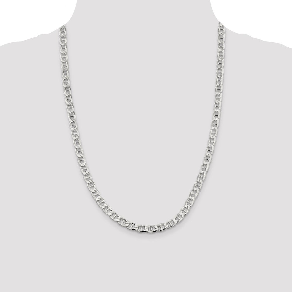 Sterling Silver 6.5mm D/C Flat Anchor Curb Chain 24 Inches