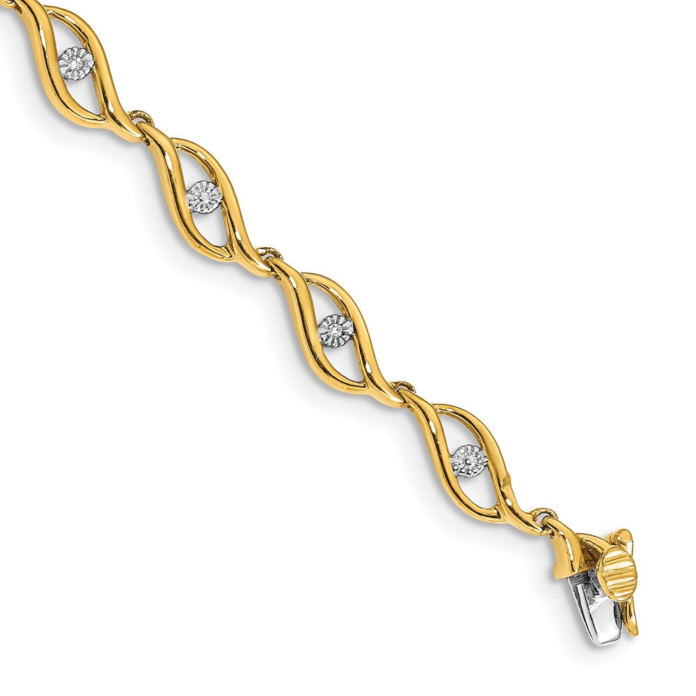 14k Gold Diamond 7.5in Link Bracelet
