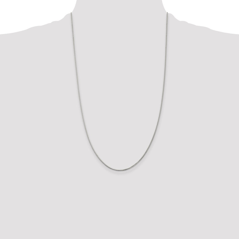 Sterling Silver Rhodium-plated 1.25mm Box Chain 26 Inches