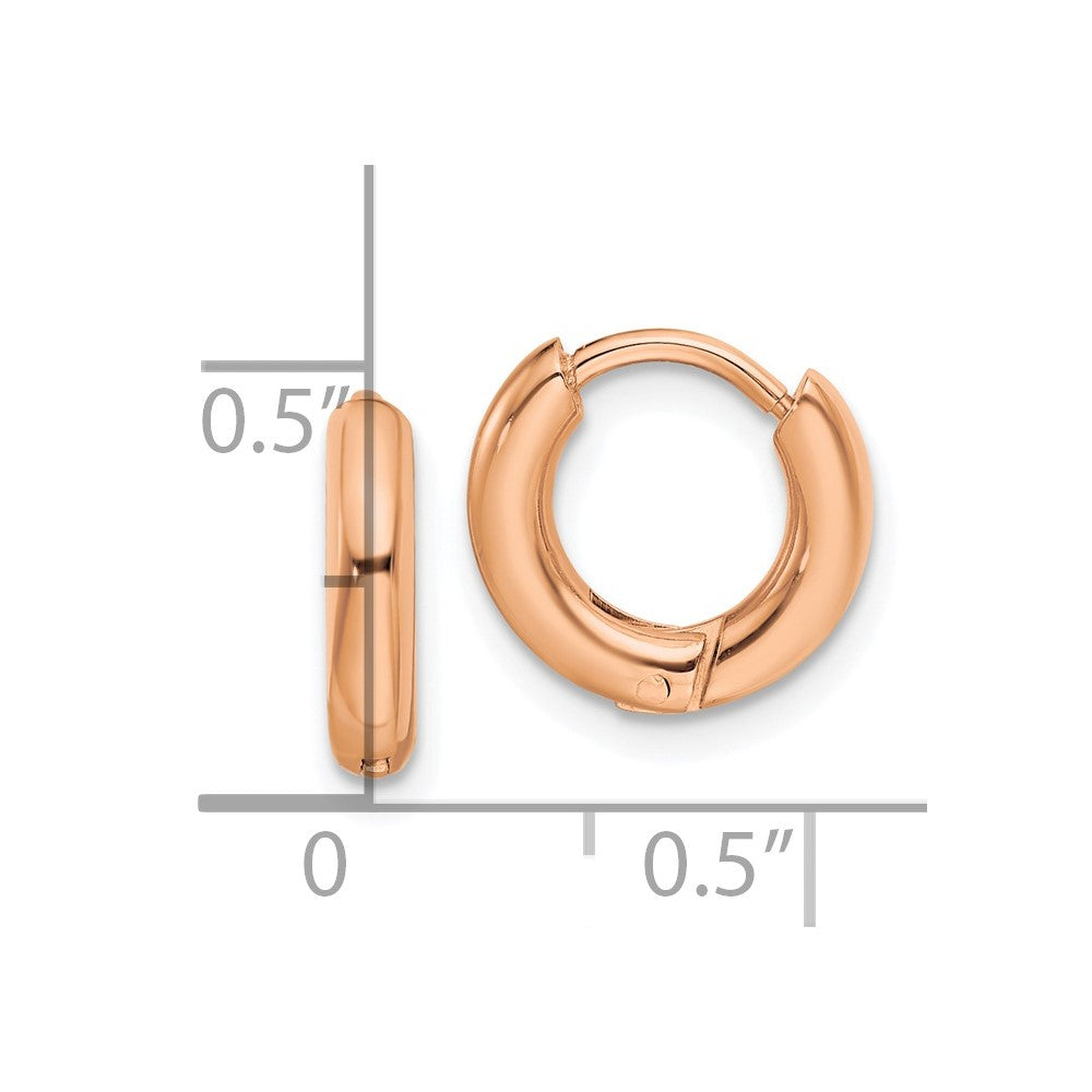 Stainless Steel Polished Rose IP-plated 2.5mm Hinged Hoop Earrings