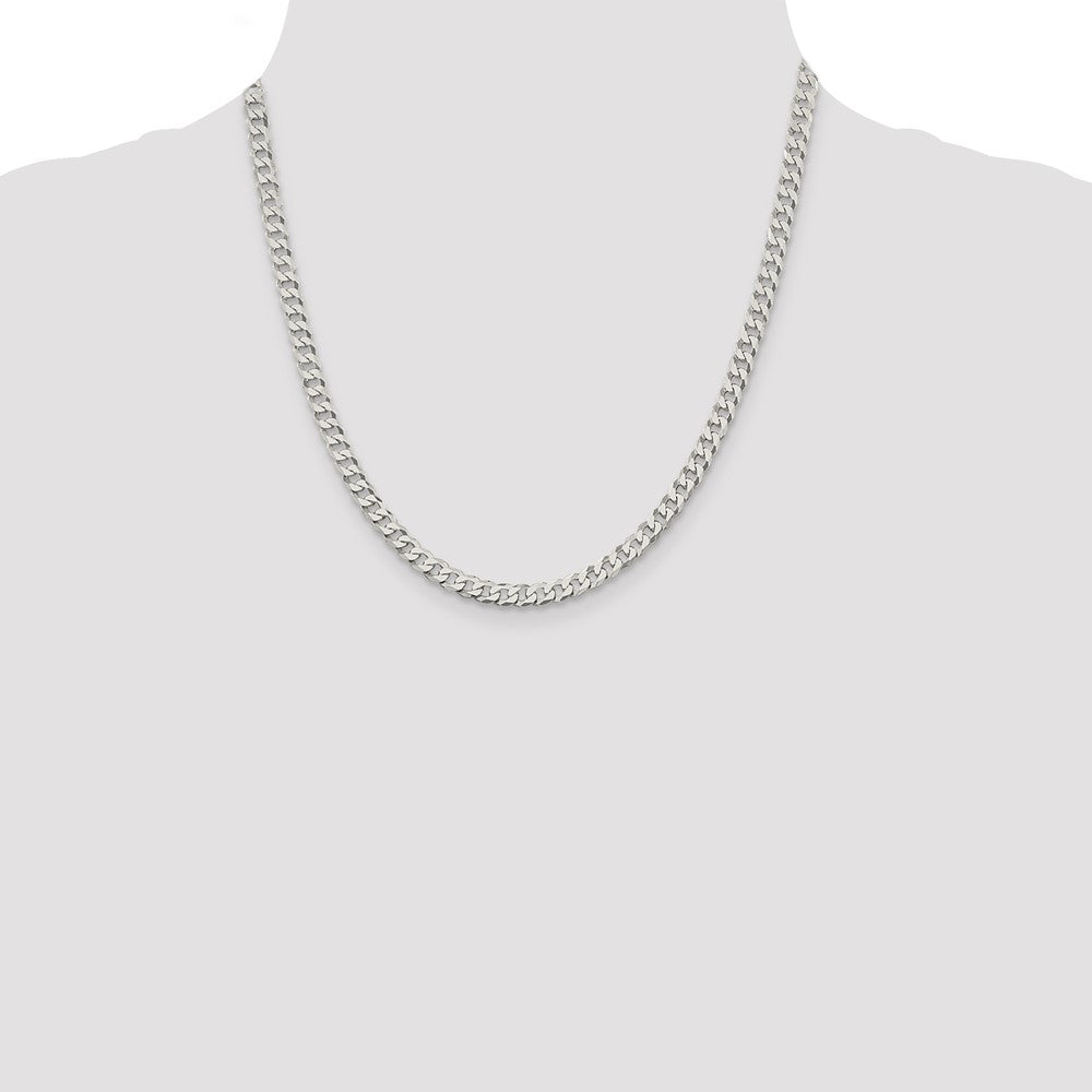 Sterling Silver 5mm Beveled Curb Chain 20 Inches