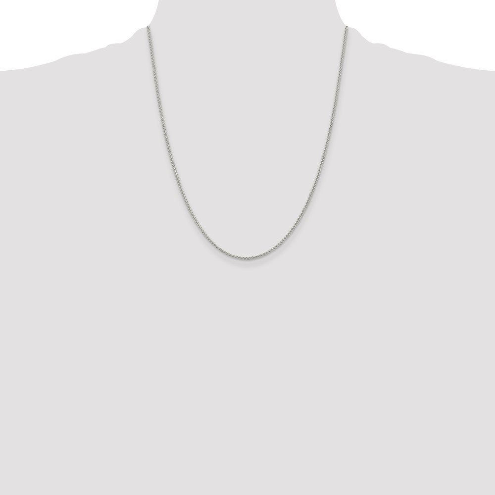 Sterling Silver Rhodium-plated 1.5mm Round Spiga Chain 22 Inches